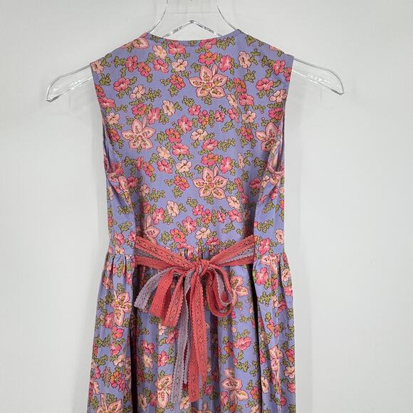 VTG Cornelloki dress girls 10 sleeveless button floral pleated lace boho prairie - Picture 5 of 7
